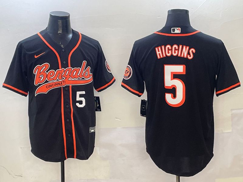 Men Cincinnati Bengals #5 Hiccins Black Joint Name 2025 Nike Limited NFL Jersey style 3